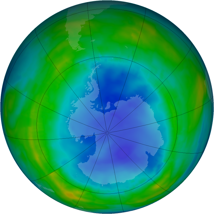 Antarctic ozone map for 07 August 2013